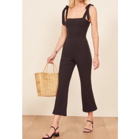 Reformation Pants - Reformation Black Wesley Tie Shoulder Jumpsuit